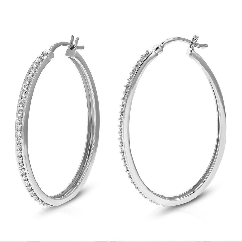 Vir Jewels 3/8 cttw 54 Stones Round Lab Grown Diamond Hoop Earrings .925 Sterling Silver Prong Set 3/4 Inch