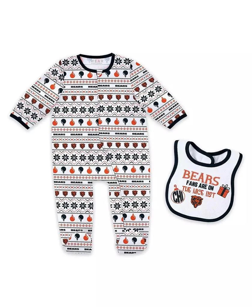 WEAR by Erin Andrews Baby Boys and Girls 2-Piece Chicago Bears Allover Print Full-Zip Sleeper Bib Set
