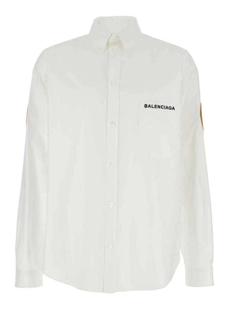 Balenciaga Balenciaga Logo Embroidered Long-Sleeved Shirt from Cettire