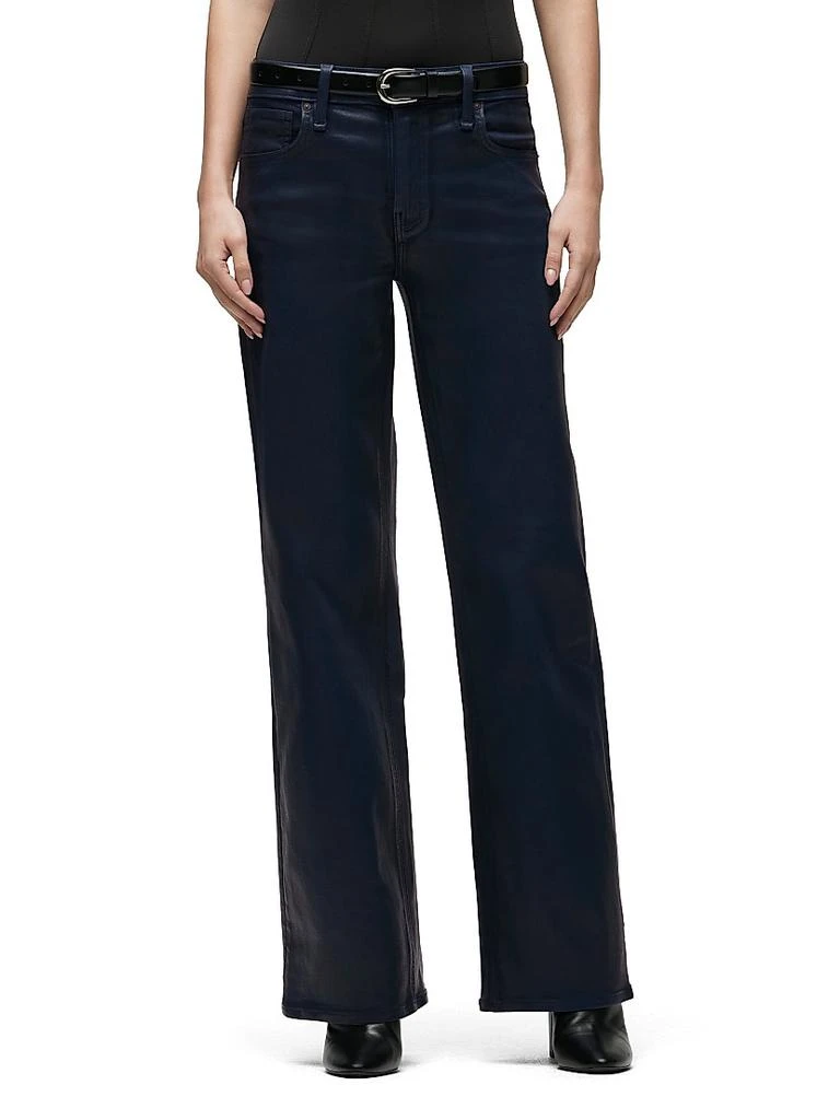 Hudson Rosie Waxed High-Rise Wide-Leg Jeans 4