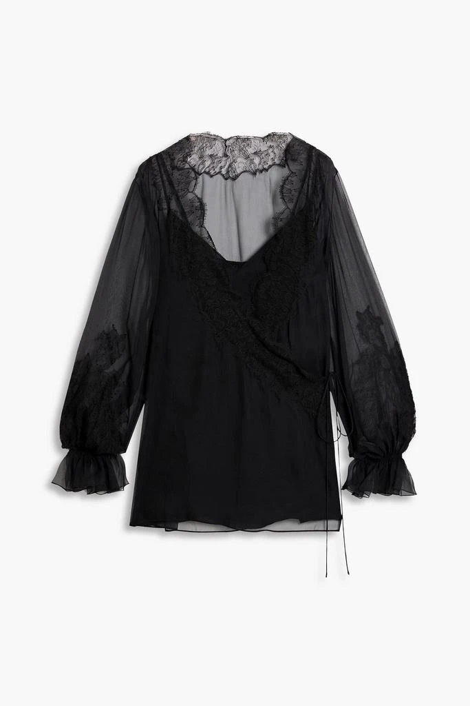 Valentino Lace-trimmed silk-chiffon blouse 1