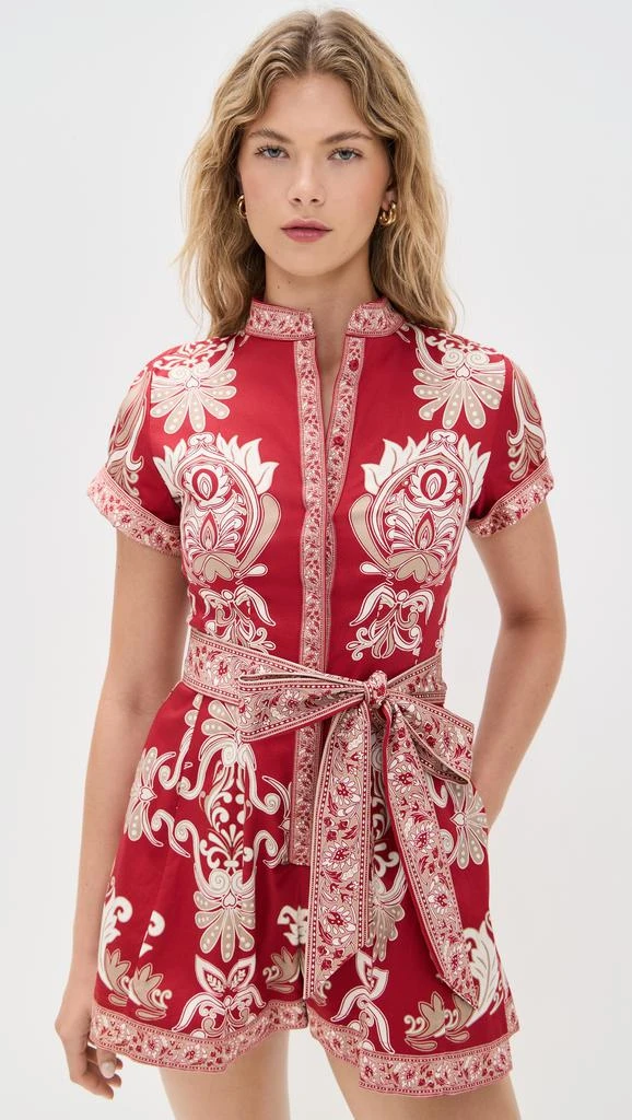 Alice + Olivia Lucy Roll Sleeve Button Down Romper 1