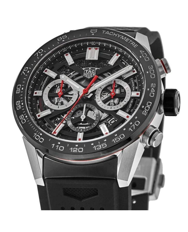 TAG Heuer Tag Heuer Carrera Calibre Heuer 02 Automatic Chronograph Ceramic Bezel Skeleton Dial Men's Watch CBG2A10.FT6168 2