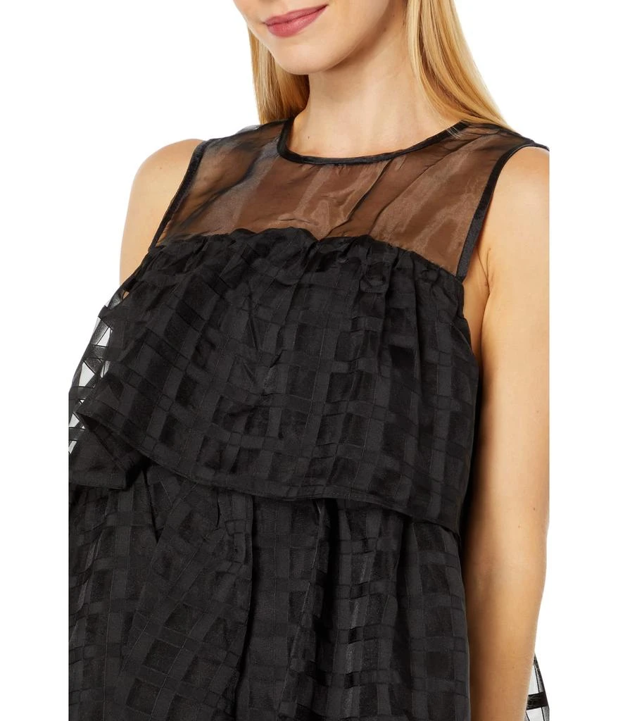 English Factory Organza Gridded Tiered Sleeveless Mini 3