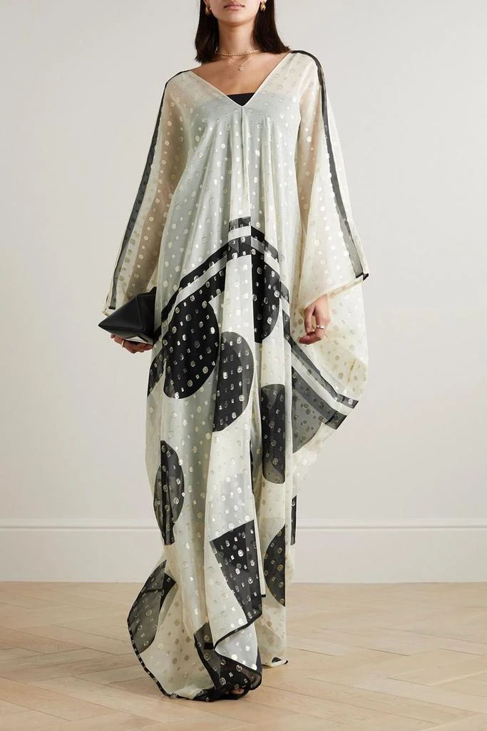 LOUISA PARRIS The Lux printed fil coupé silk-blend georgette kaftan 2