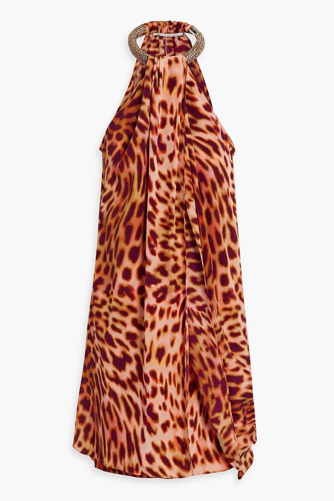 Stella McCartney Crystal-embellished leopard-print silk-chiffon mini dress