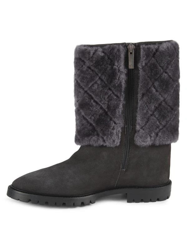 Aquatalia Casandra Shearling Trim Suede Boots 4