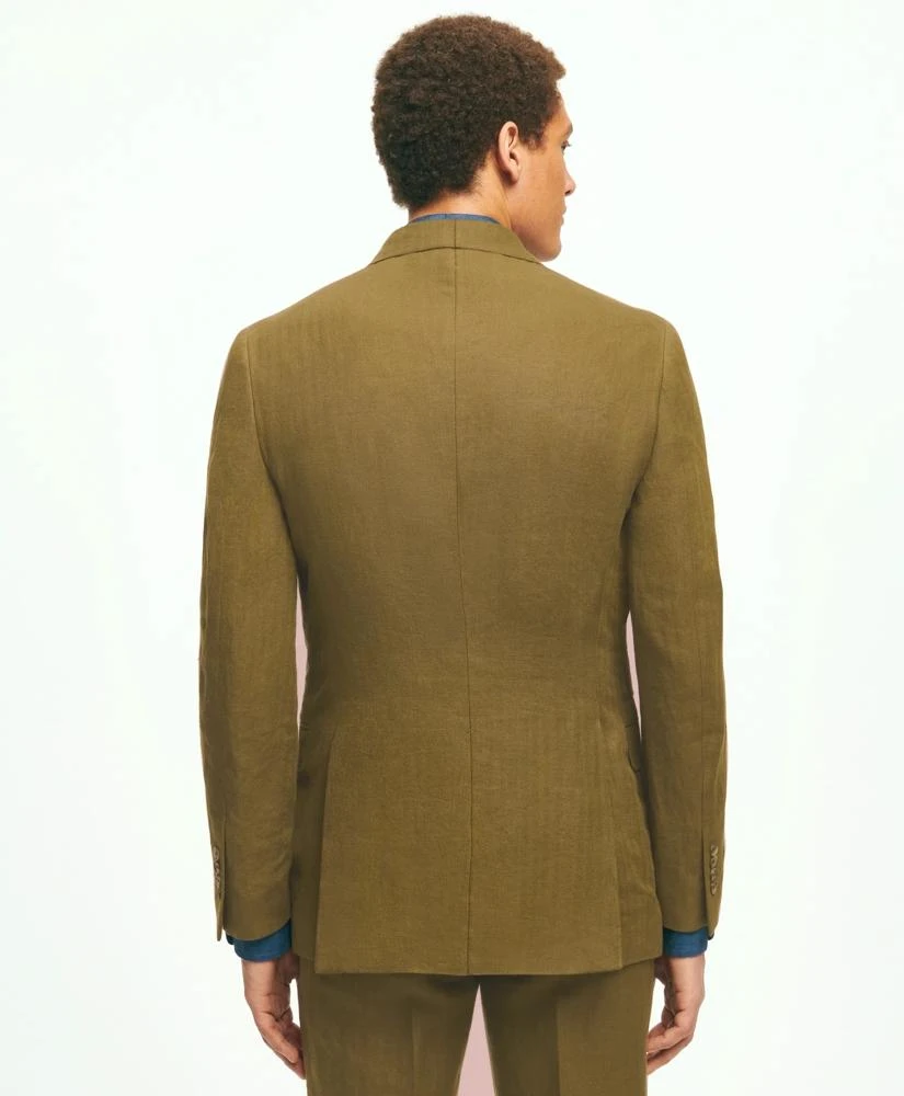 Brooks Brothers Slim Fit Linen Herringbone Double-Breasted Suit Jacket 3