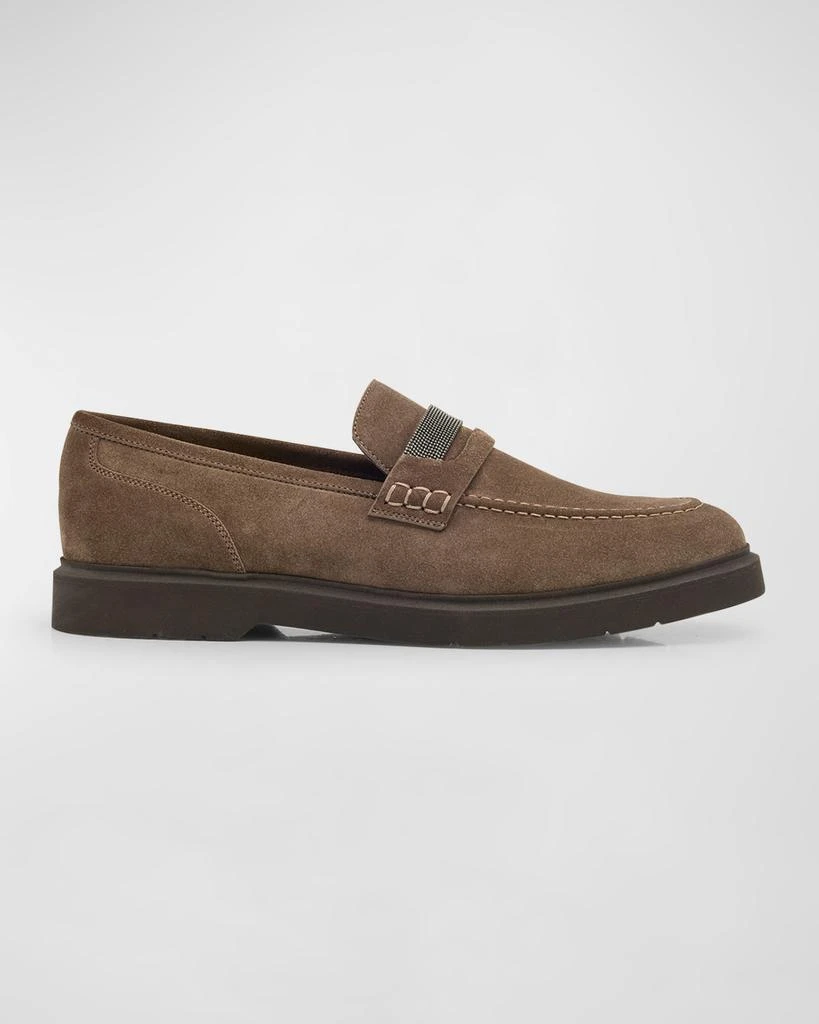 Brunello Cucinelli Suede Monili Penny Loafers 1