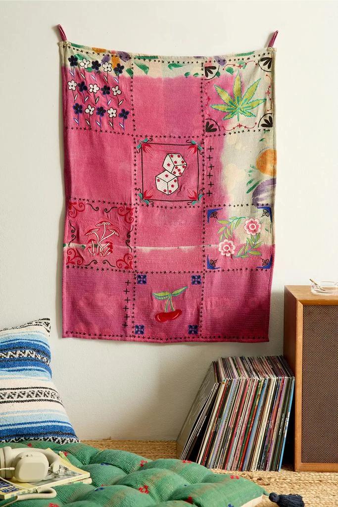 Urban Renewal ReMADE By UO Remnants Embroidered Kantha Tapestry 1