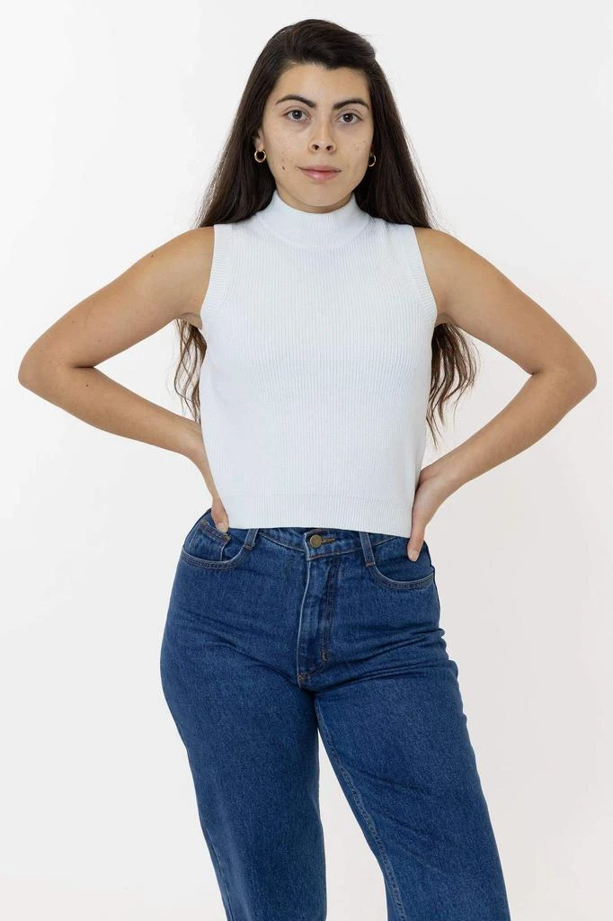 Los Angeles Apparel RFK45GD - Cotton Knit Sleeveless Mock Neck Sweater 4