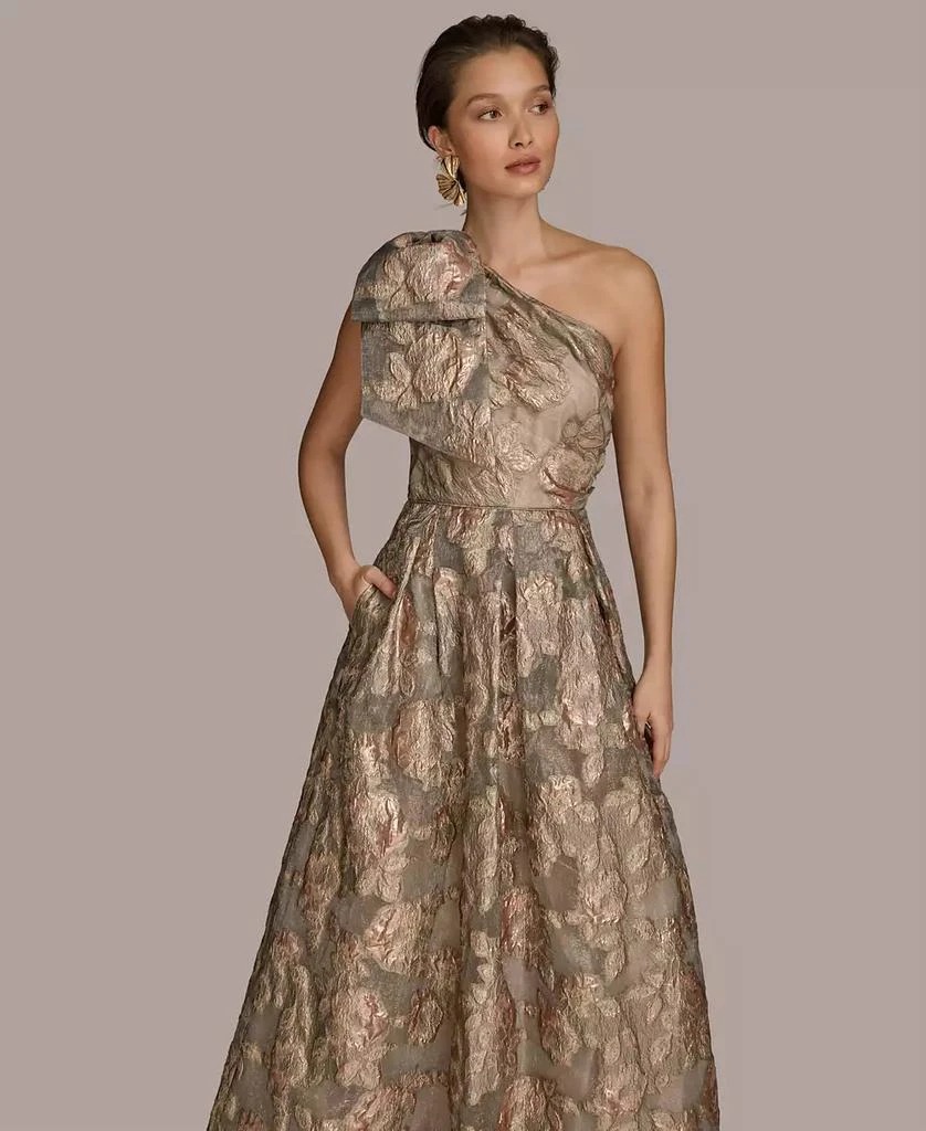 Donna Karan Women's Metallic Jacquard One-Shoulder Ball Gown 4