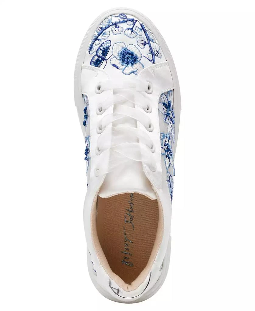 Betsey Johnson Women's Nino Embroidered Toile Lace-Up Sneakers 4