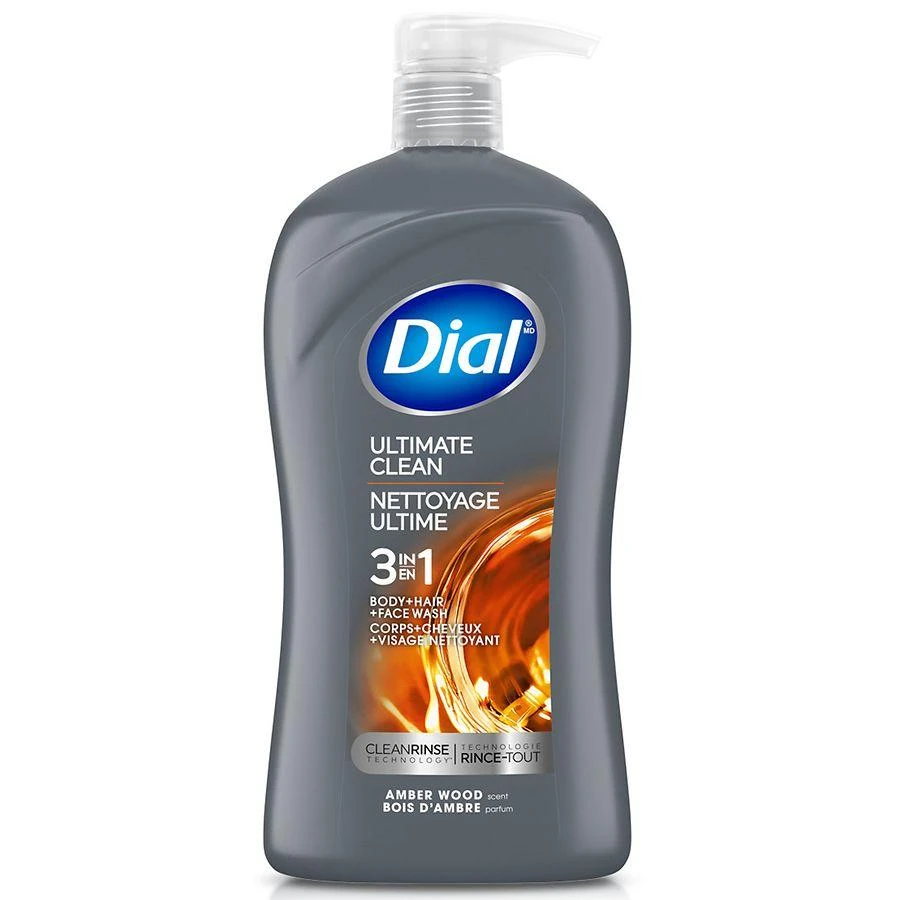 Dial Men Body + Hair + Face Wash, Ultimate Clean Amber Wood