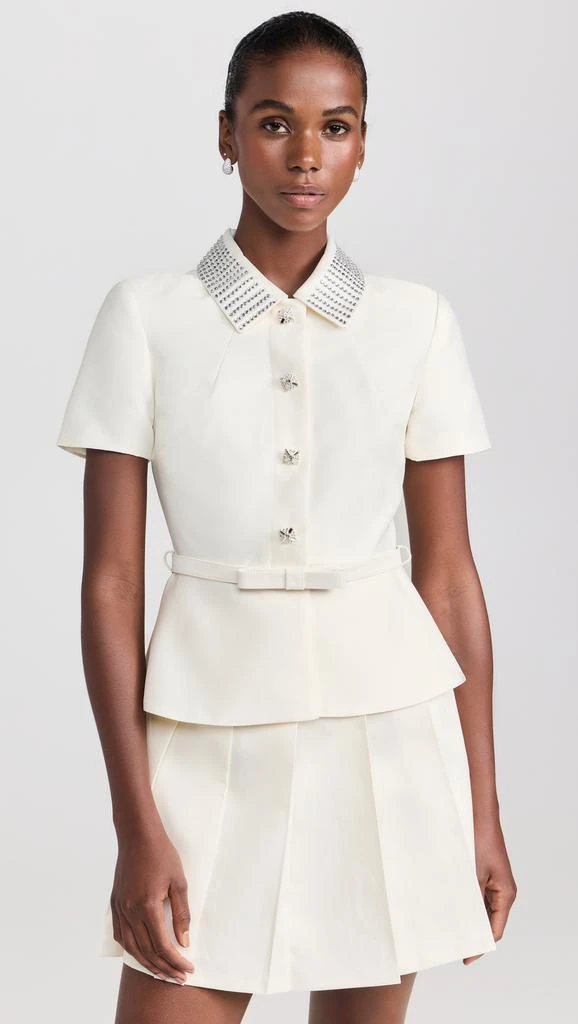 Self Portrait Cream Taffeta Diamante Mini Dress 1