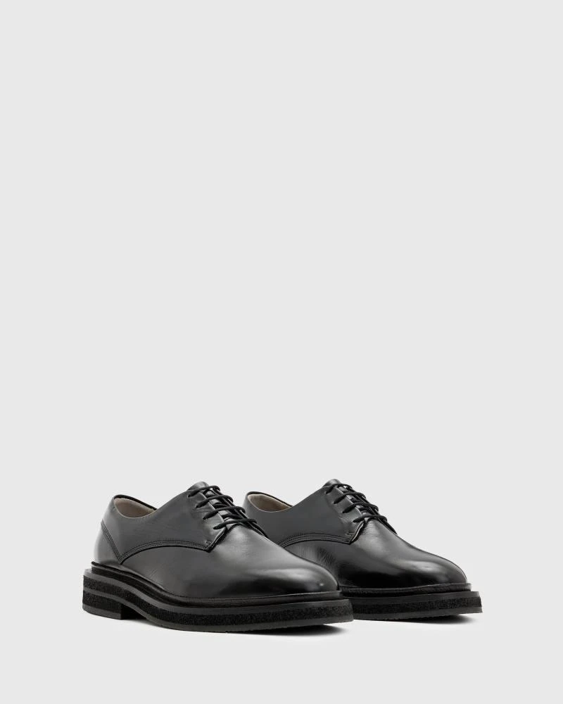 Shop AllSaints escher leather derbys in black on Sale at  display picture 3
