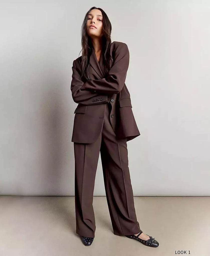 Kenneth Cole Women's Pleated High-Rise Wide-Leg Pants 6