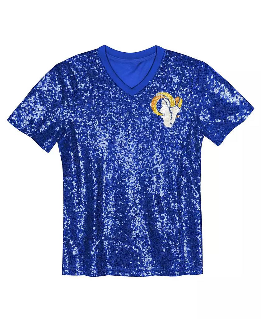 Outerstuff Big Girls Puka Nacua Royal Los Angeles Rams Sequin V-Neck Fashion Jersey