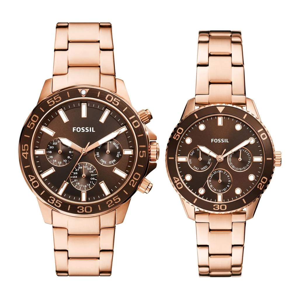 Fossil Men's His and Hers Multifunction, Rose Gold-Tone Stainless Steel Watch 1