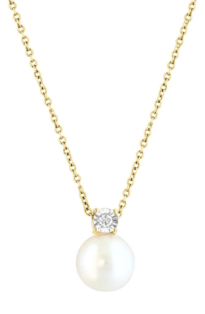 Effy 14K Yellow Gold 8.5mm Freshwater Pearl & Diamond Pendant Necklace - 0.04ct. 2