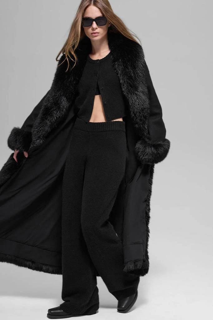 Alo Faux Fur Trimmed Longline Coat - Black 5