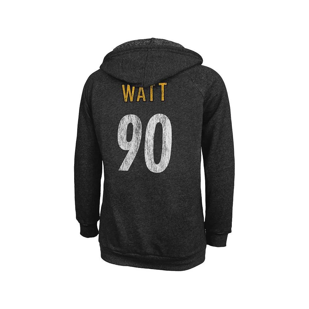Majestic Women's Threads T.J. Watt Black Distressed Pittsburgh Steelers Name and Number Pullover Hoodie 3