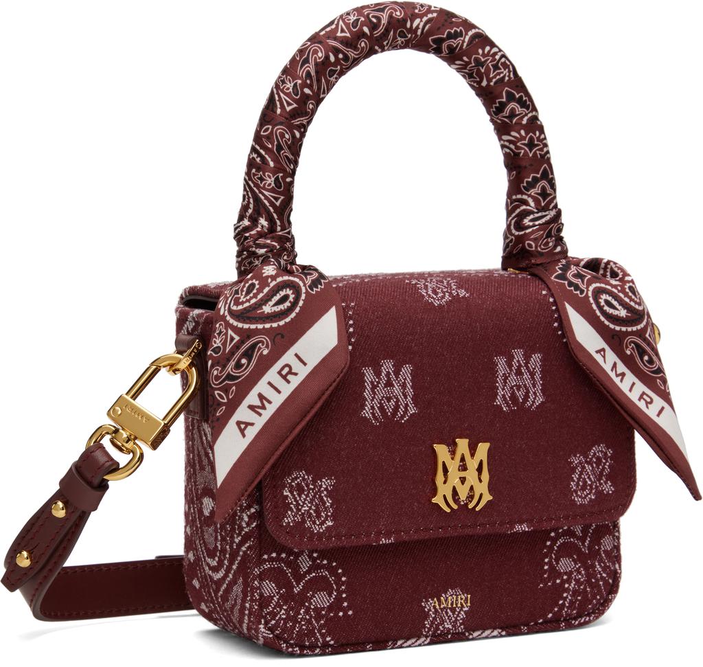 【AMIRI】BANDANA MICRO MA マイクロ MA バッグ AWBGTB1001-460 AMIRI Burgundy Denim Bandana Micro MA Bag - Travel Bags