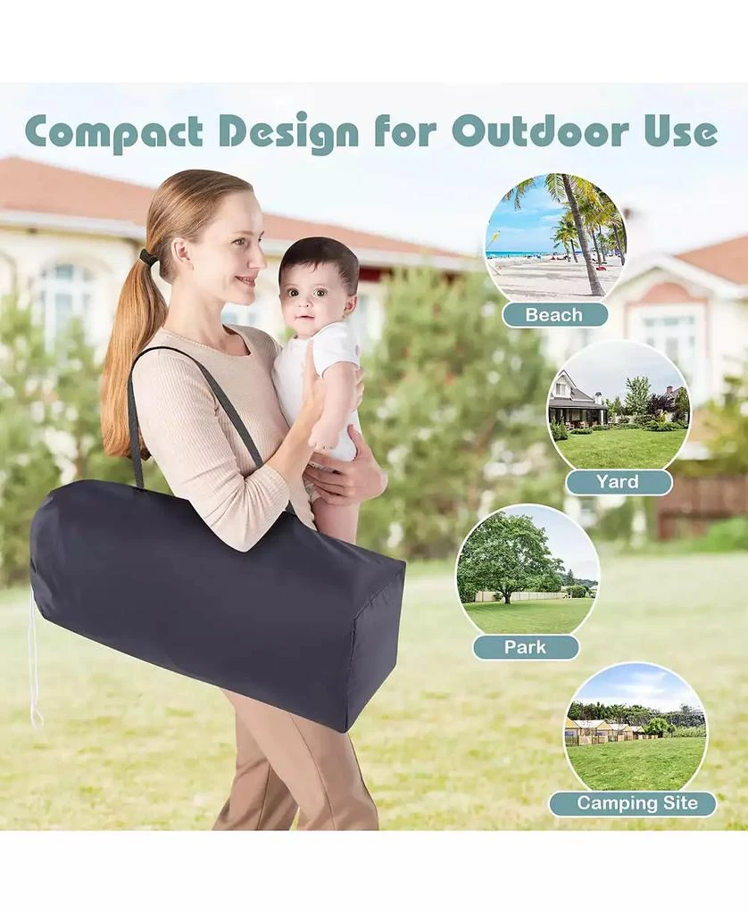 Costway Toddler Folding High Chair with 2-position Tray Adjustable Safety Baffle 7