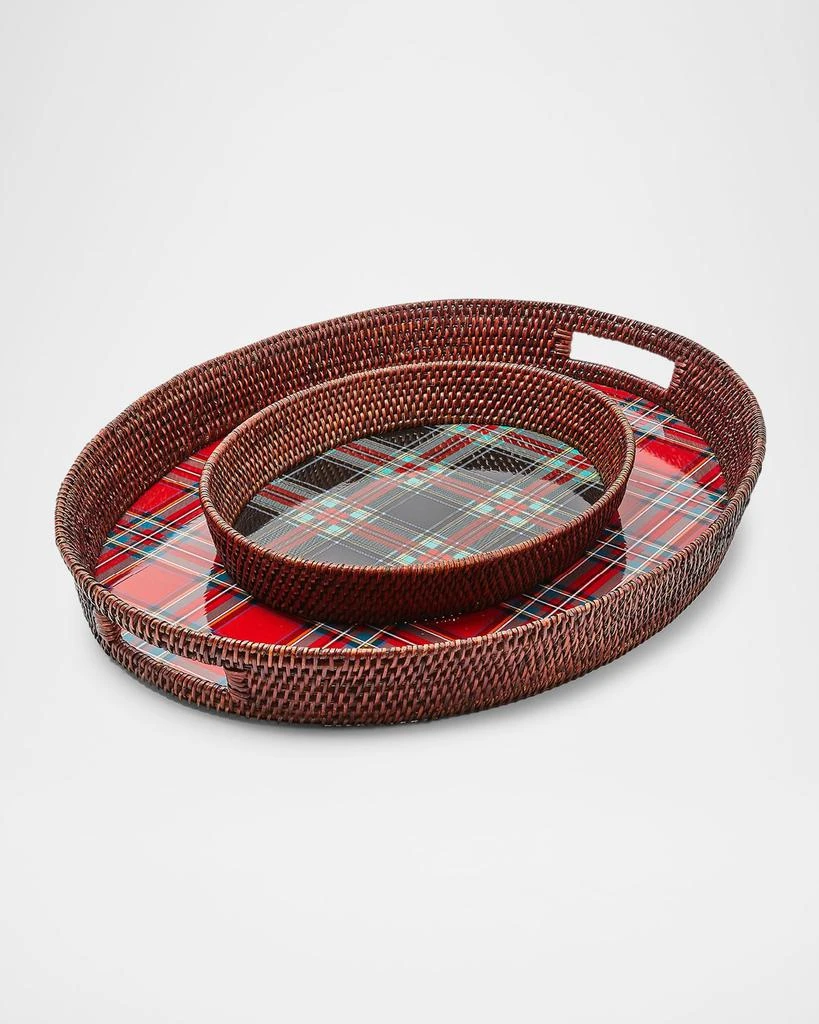 MacKenzie-Childs Tartan Rattan Small Serving Tray