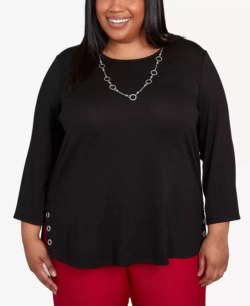 Plus Size Classic Mélange Side Button Top – On Sale Now with Up to