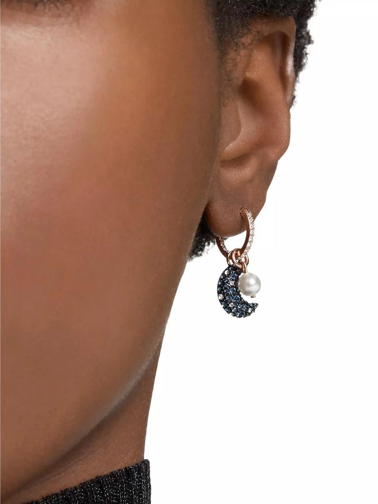 Swarovski Sublima Rose-Goldtone, Swarovski Crystal & Imitation Pearl Crescent Moon Drop Earrings 3
