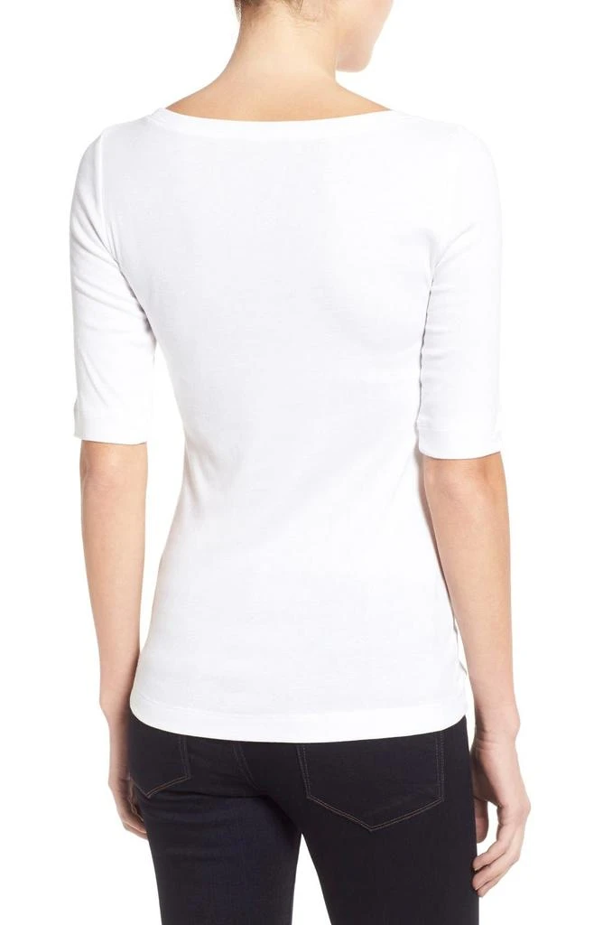 Caslon Ballet Neck Cotton & Modal Knit Elbow Sleeve Tee 8
