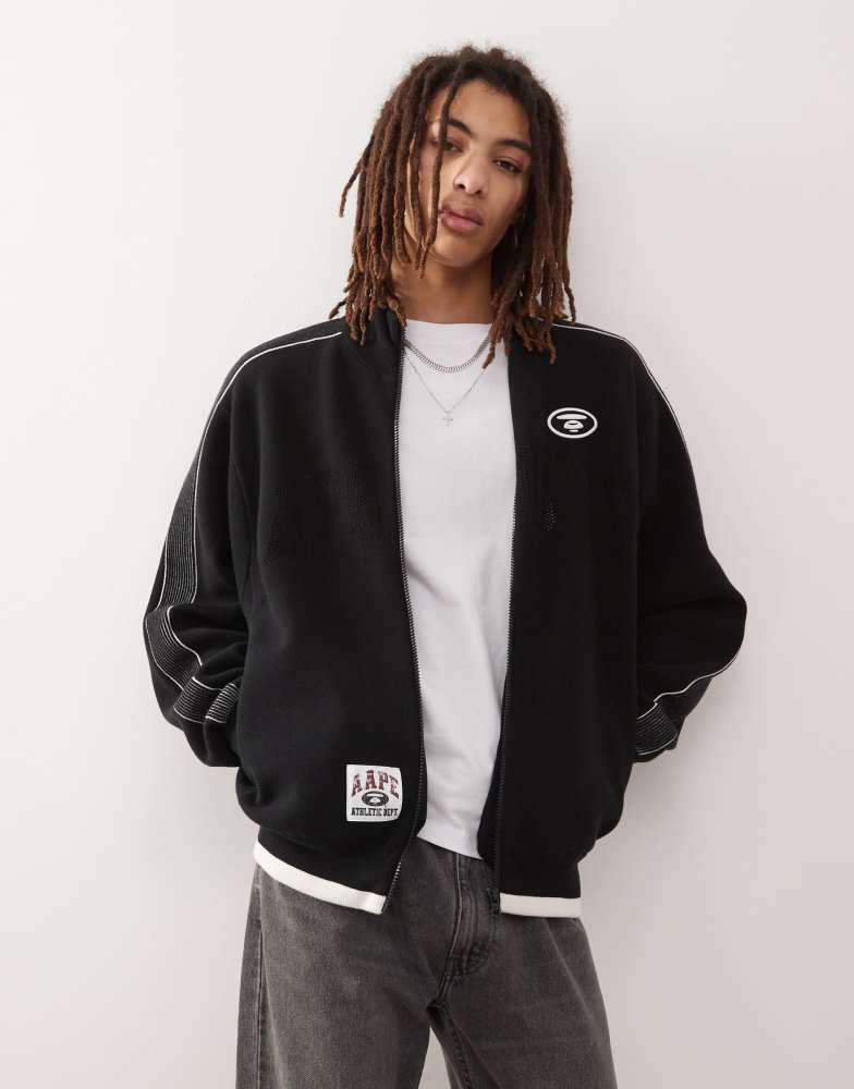 AAPE Aape by A Bathing Ape college logo knit track jacket in black