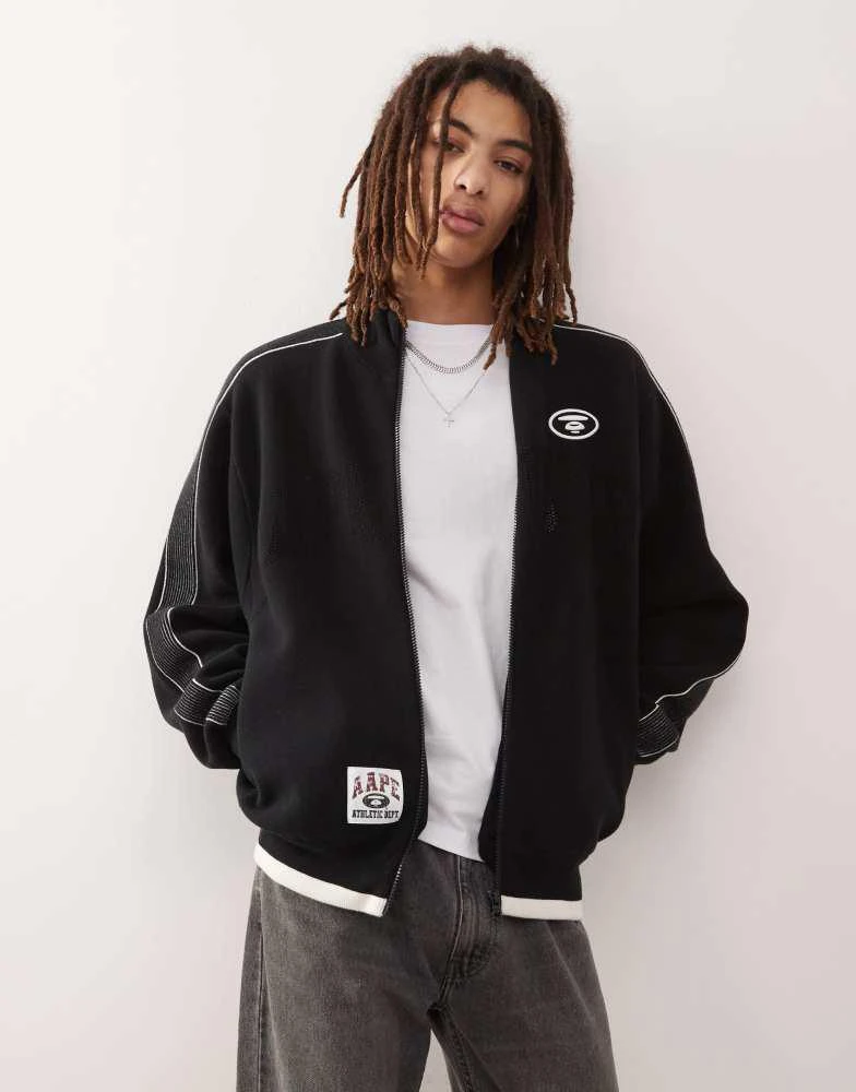AAPE Aape by A Bathing Ape college logo knit track jacket in black 1