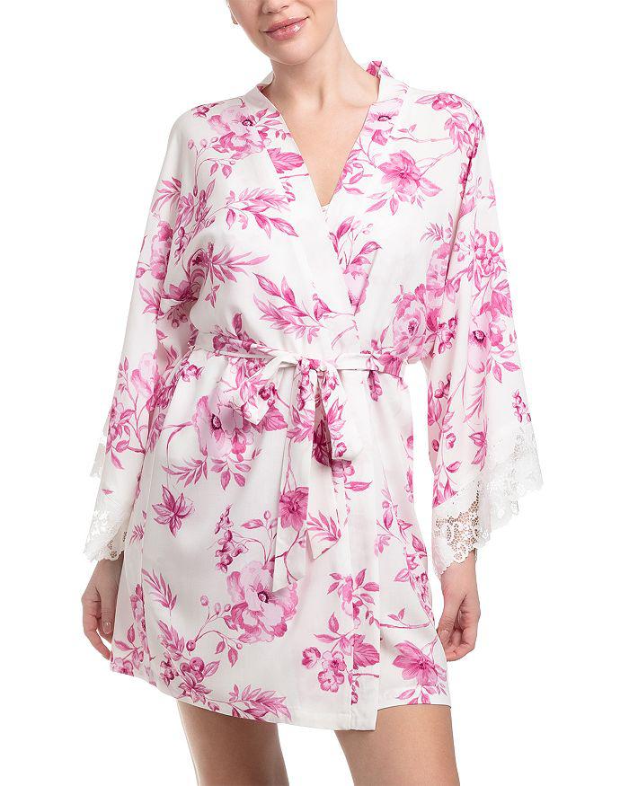 In Bloom Floral Lace Cuff Challis Wrap Robe