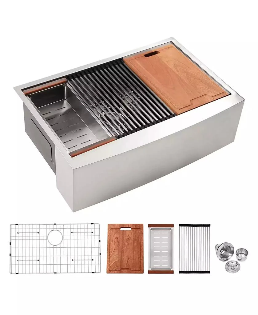 Flynama huluwat 33x22x10inch Stainless Steel Farmhouse Kitchen Sink Apron Front Workstation 16 Gauge