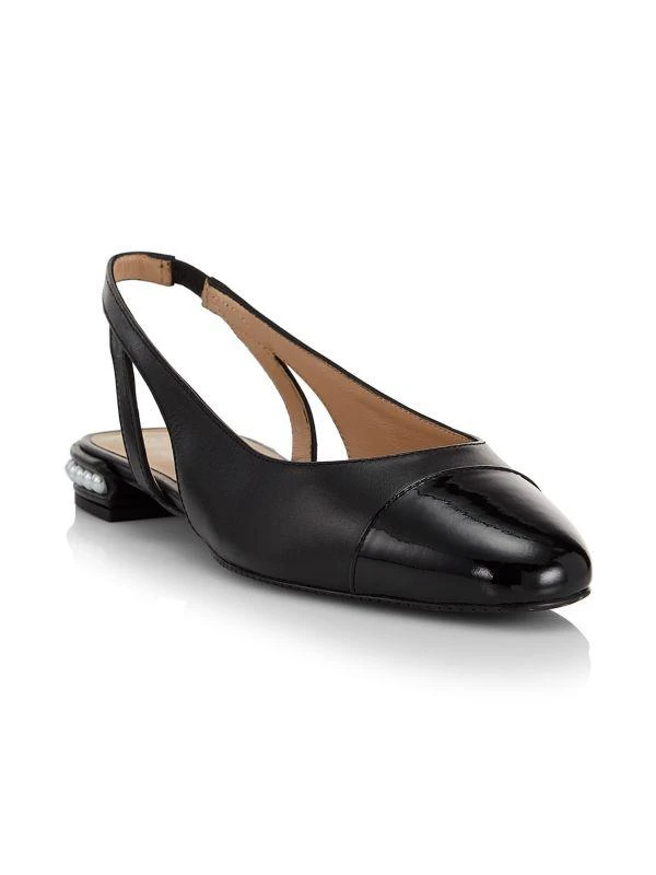 Stuart Weitzman Pearl 20MM Imitation-Accent Leather Slingback Flats 2