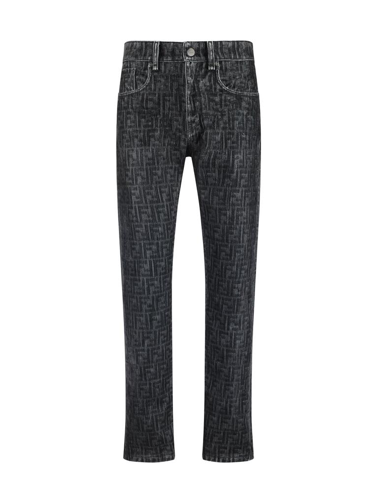 Shop Fendi FF Jacquard Straight-Leg Jeans on Sale at BeyondStyle
