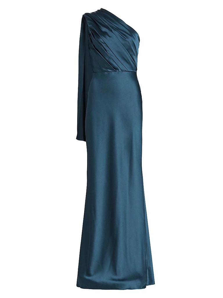 strapless open back dress One Shoulder Draped Gown Black / 16