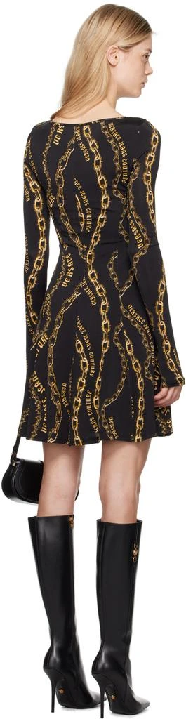 Versace Black & Gold Chain Couture Flared Minidress 3