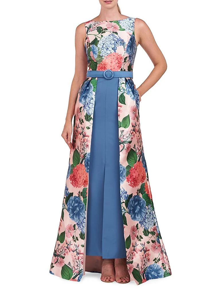 Kay Unger Gail Hydrangea Print Walk-Thru Gown 1
