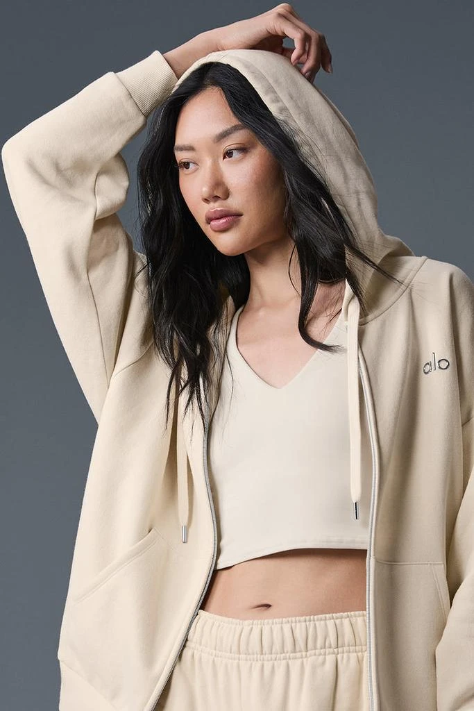 Alo Accolade Full Zip Hoodie - Oat Milk 4
