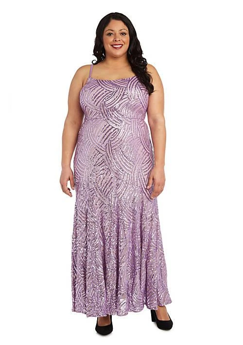 Morgan & Co. Co. Long Brush Stroke Sequins With Square Neck Spaghetti Straps Lace Up And Open Back Detail 1