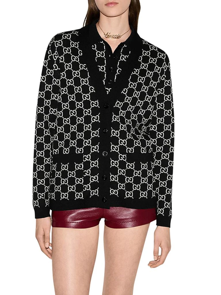 Gucci REVERSIBLE CARDIGAN IN WOOL JACQUARD GG 4