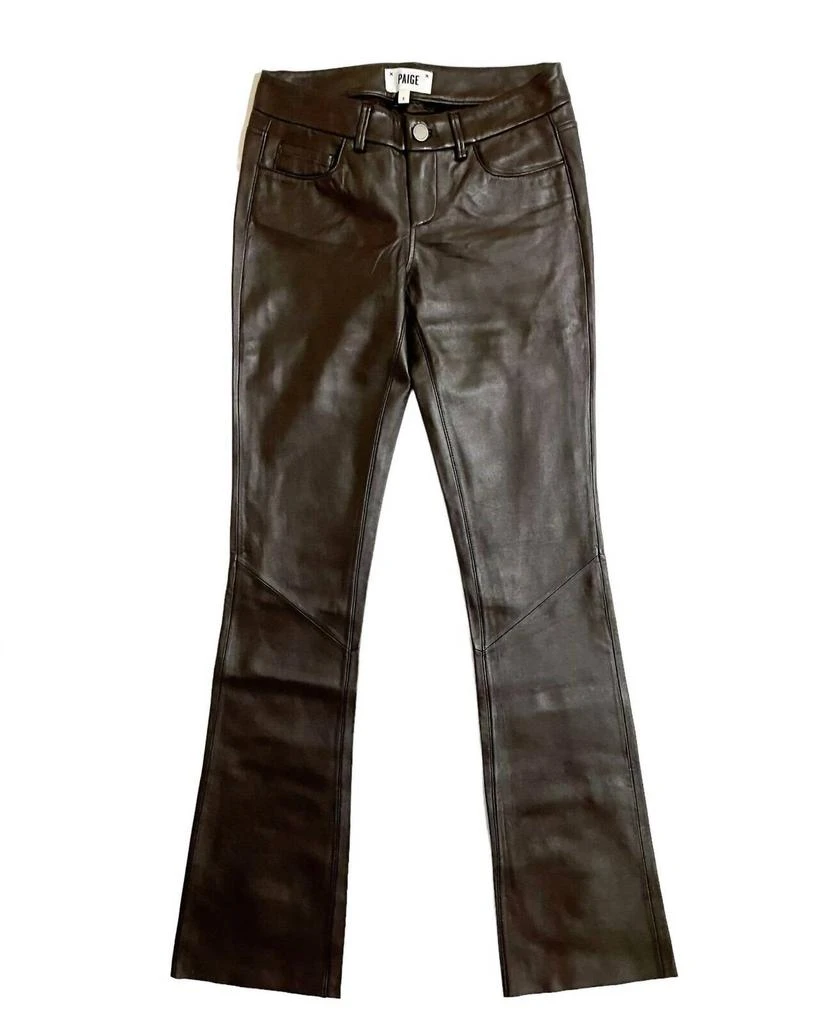 Paige Women's Bootcut Low Rise Denim Leather Pants In Brown 1