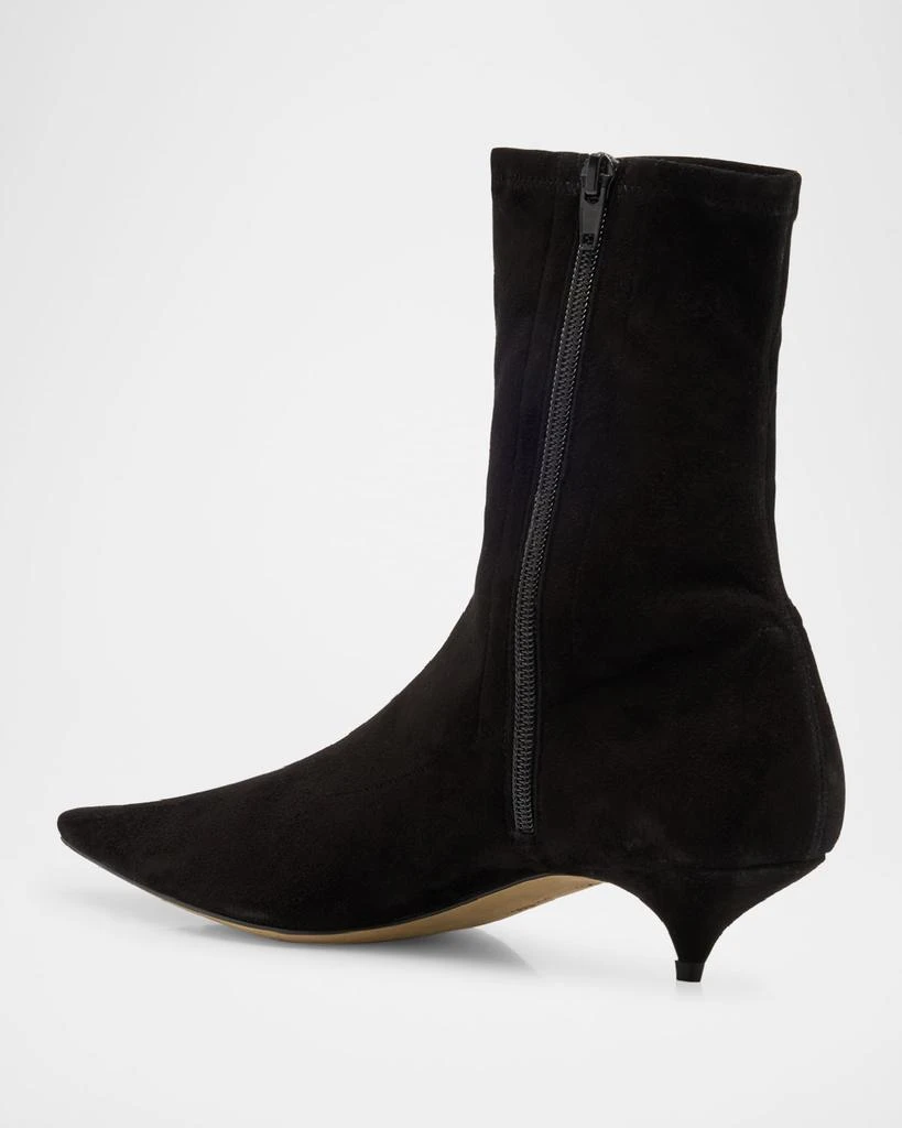 The Row Liisa Suede Kitten-Heel Booties 2