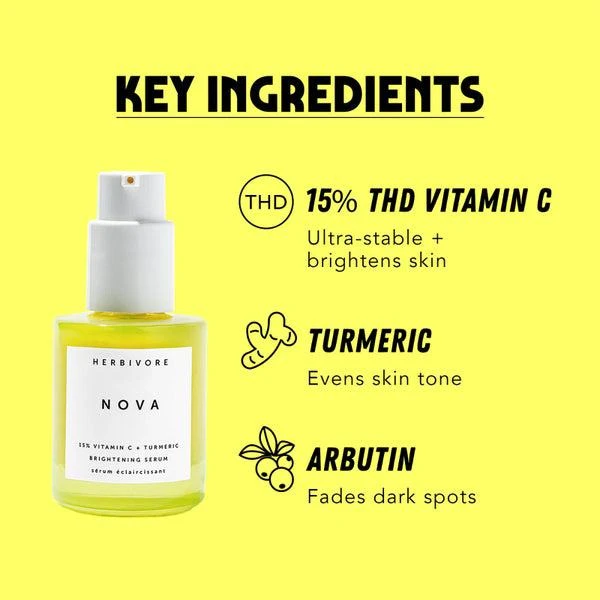 Herbivore Botanicals Herbivore Botanicals Nova 15% Vitamin C and Turmeric Brightening Serum 30ml 4
