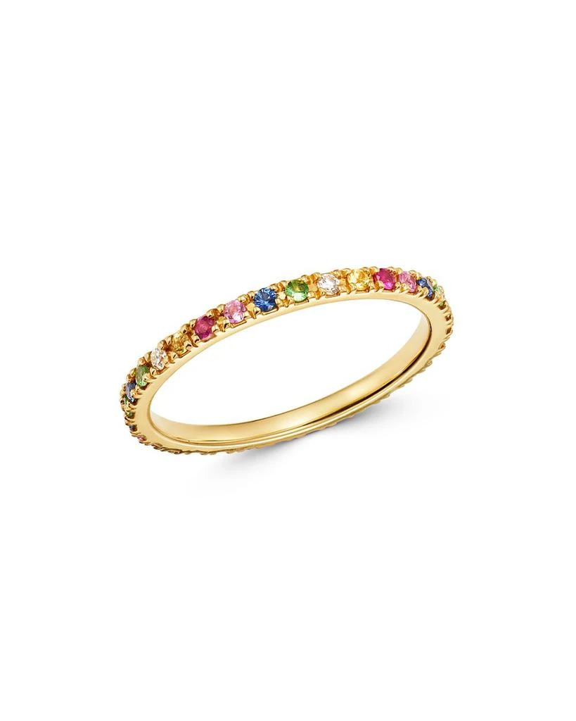 Zoe Lev 14K Yellow Gold Rainbow Gemstone & Diamond Eternity Ring 1