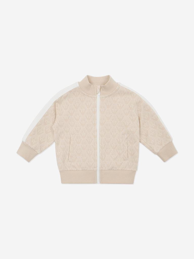 Emporio Armani Baby Boys Logo Zip Up Top in Beige