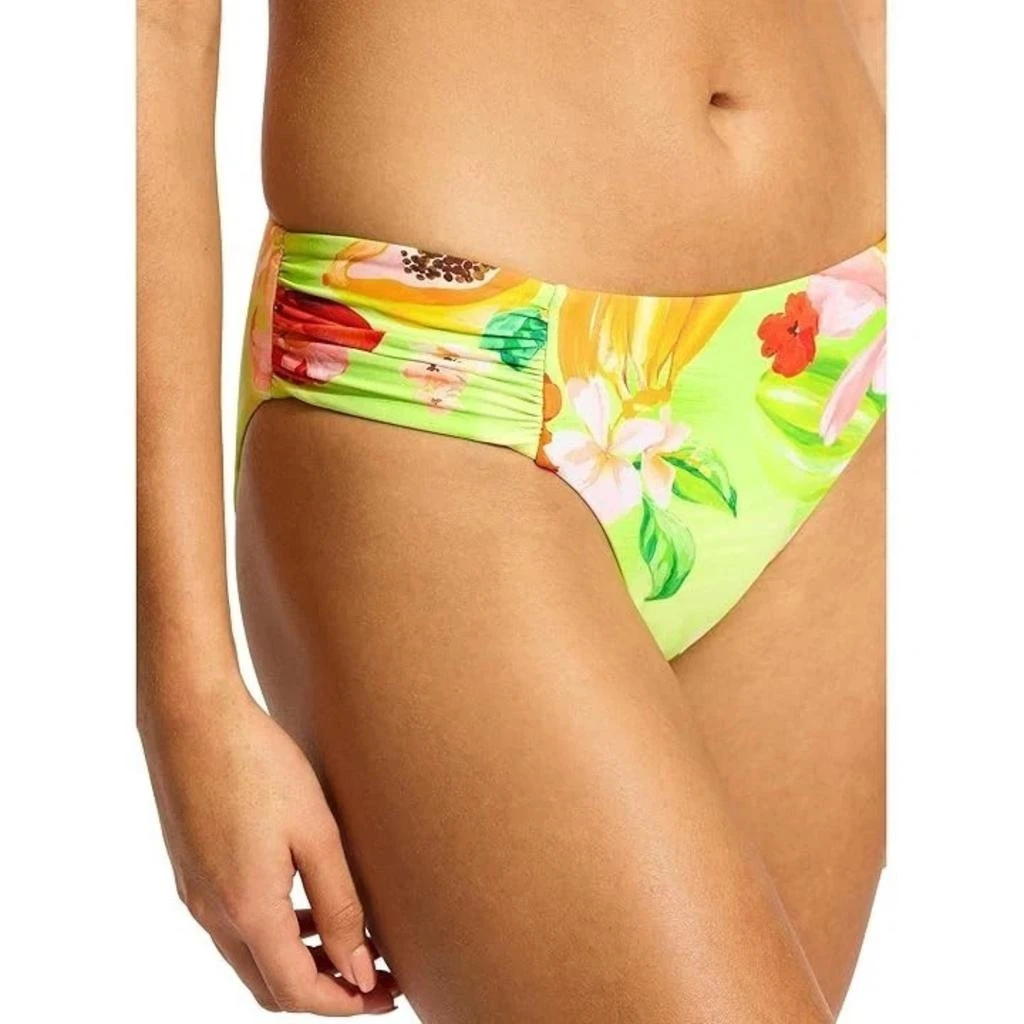 Seafolly Tropique Bikini Bottom Women's Aloe Gel Tropical Ruched Side RED298 4